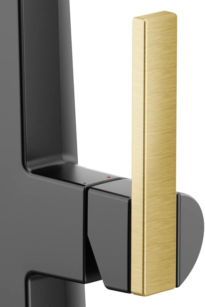 imageMoen S75005EVC Nio Smart Faucet Touchless Pull Down Sprayer Kitchen Faucet with Voice Control and Power Boost ChromeMatte Black