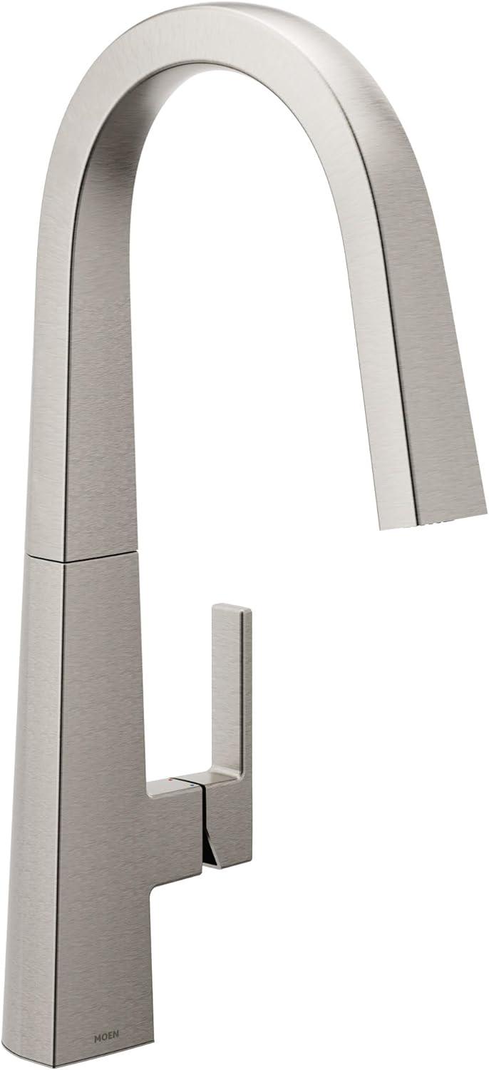 imageMoen S75005EVC Nio Smart Faucet Touchless Pull Down Sprayer Kitchen Faucet with Voice Control and Power Boost ChromeSpot Resist Stainless