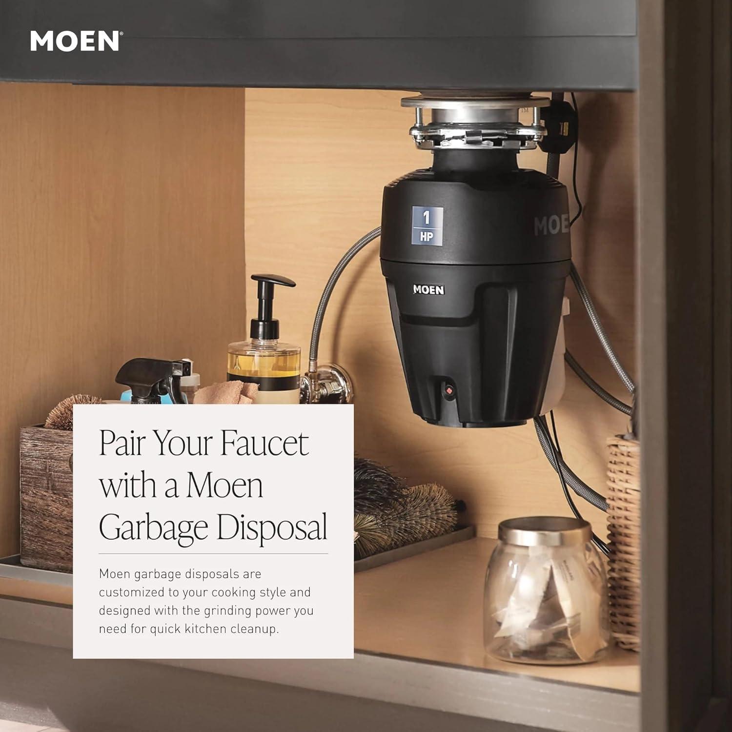 imageMoen Sinema Matte Black SingleHandle Touchless High Arc Pulldown Kitchen Faucet Spring Kitchen Sink Faucet with Pulldown Sprayer Head and Wave Motion Sensor S5235EWBL