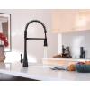 imageMoen Sinema Matte Black SingleHandle Touchless High Arc Pulldown Kitchen Faucet Spring Kitchen Sink Faucet with Pulldown Sprayer Head and Wave Motion Sensor S5235EWBL