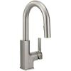 imageMoen S62308 STO OneHandle High Arc Pulldown Modern Bar Faucet with Power Clean ChromeMatte BlackChrome