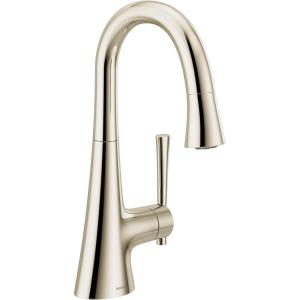 imageMoen Kurv Collection Chrome OneHandle Pulldown Bar Faucet with Power Clean Featuring Reflex 6126Polished Nickel