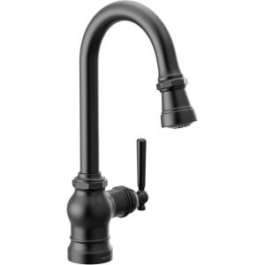 imageMoen S52003BL Paterson OneHandle Pulldown Bar Faucet with Power Clean Includes Interchangeable Handle Matte BlackMatte Black