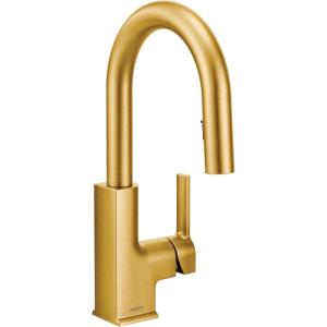 imageMoen S62308 STO OneHandle High Arc Pulldown Modern Bar Faucet with Power Clean ChromeBrushed Gold