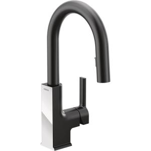 imageMoen S62308 STO OneHandle High Arc Pulldown Modern Bar Faucet with Power Clean ChromeMatte BlackChrome