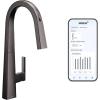 imageMoen Nio Black Stainless Smart Faucet Touchless Modern Kitchen Faucet with Pull Down Sprayer Voice Control and Power Boost OneHandle Easy Installation S75005EVBLS