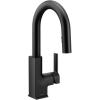 imageMoen S62308BL STO OneHandle High Arc Pulldown Bar Faucet Featuring Reflex Matte Black