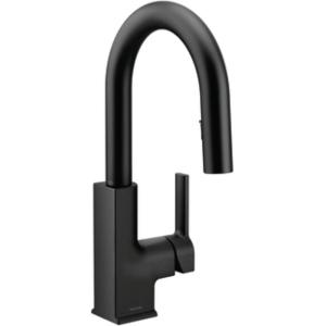 imageMoen S62308BL STO OneHandle High Arc Pulldown Bar Faucet Featuring Reflex Matte Black