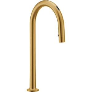 imageMoen Apphia Spot Resist Stainless Modern Handleless High Arc Pulldown Smart Kitchen Faucet Automatic HandsFree Kitchen Sink Faucet with Motion Control S70909EV2SRSBrushed Gold